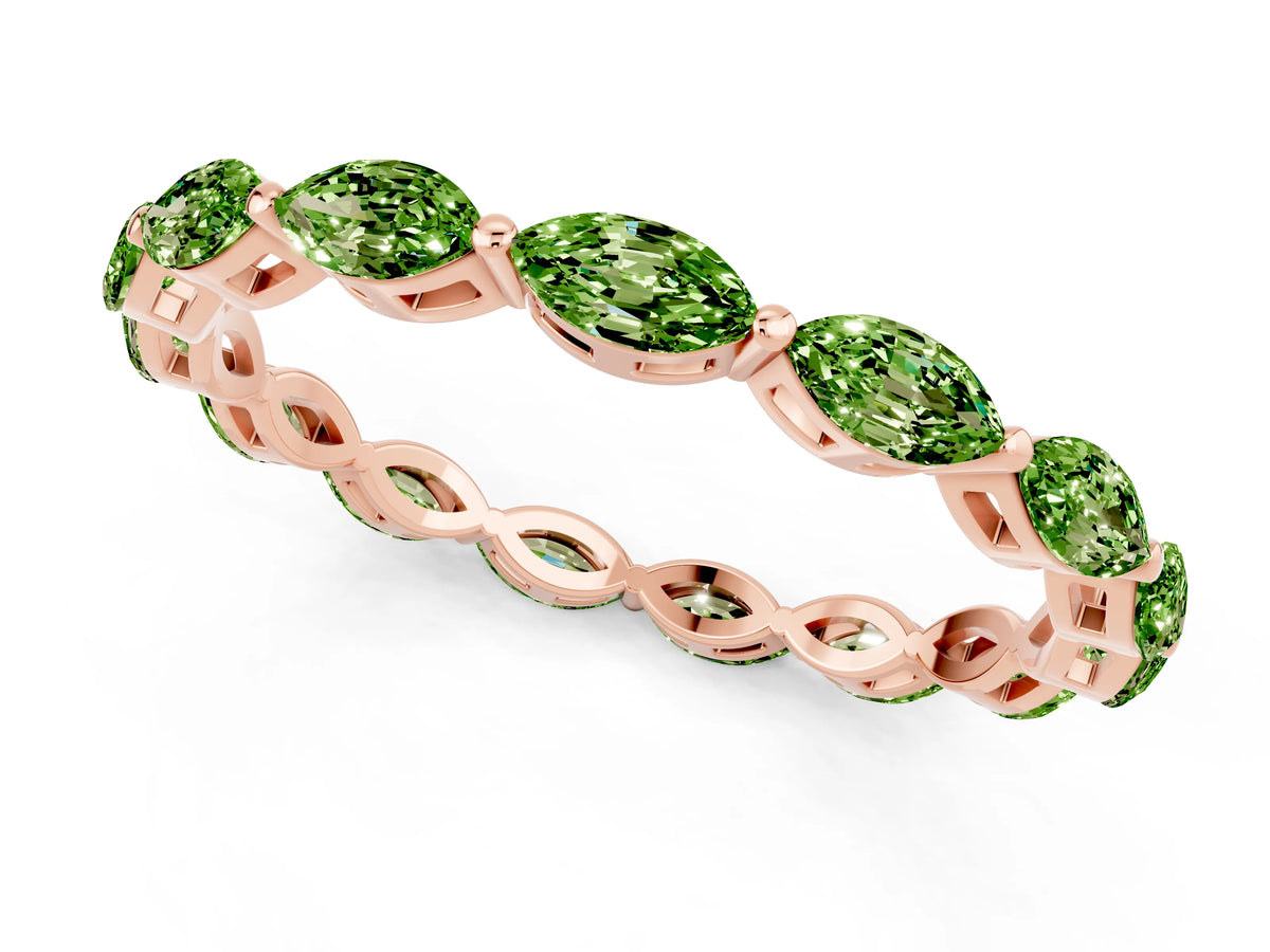 Marquise Peridot Eternity Band in Rose gold with U-Prong Setting_1