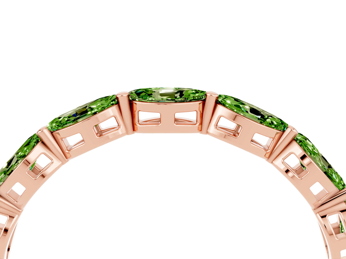Marquise Peridot Eternity Band in Rose gold with U-Prong Setting_4