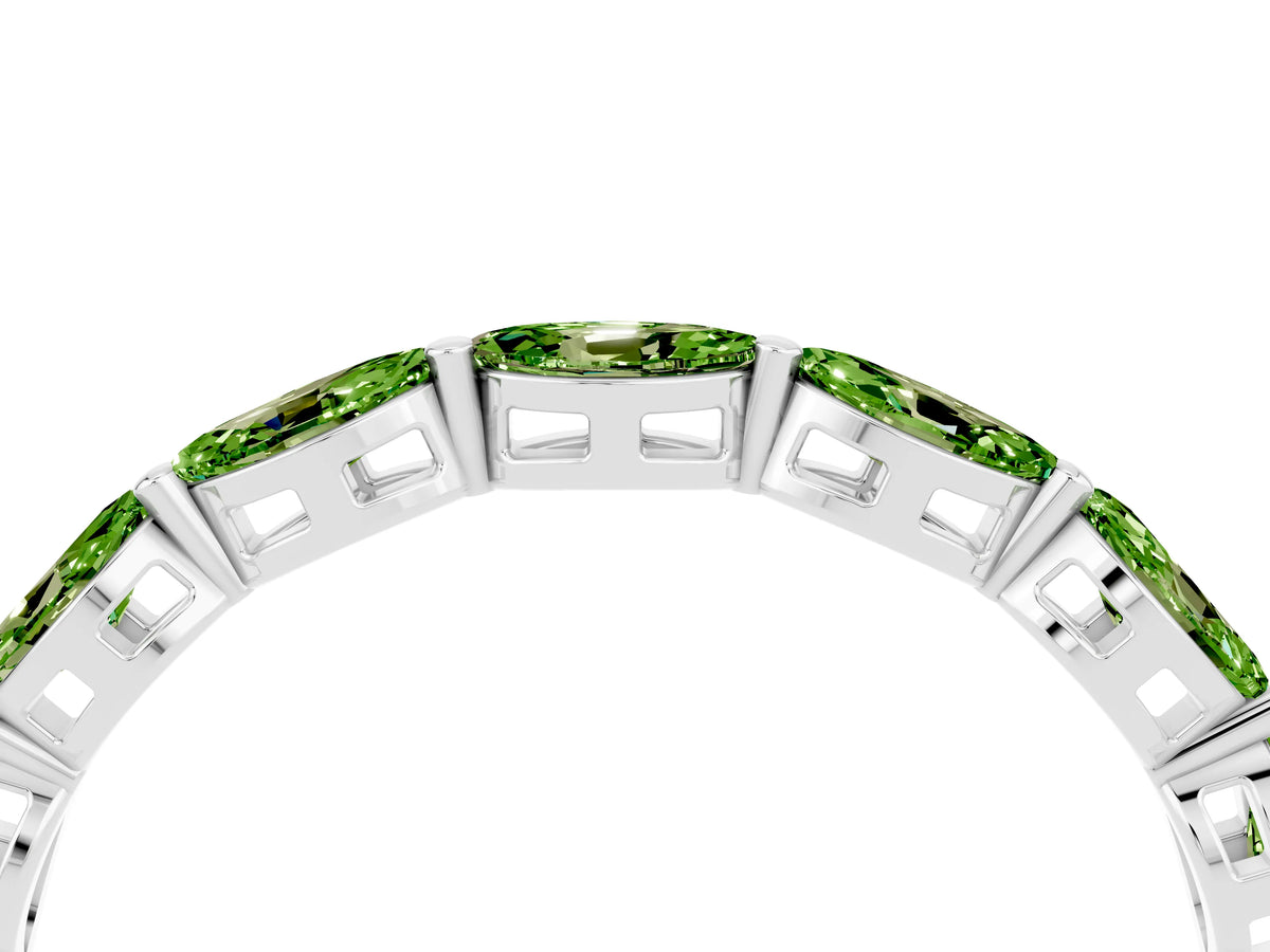 Marquise Peridot Eternity Band in Silver with U-Prong Setting_4