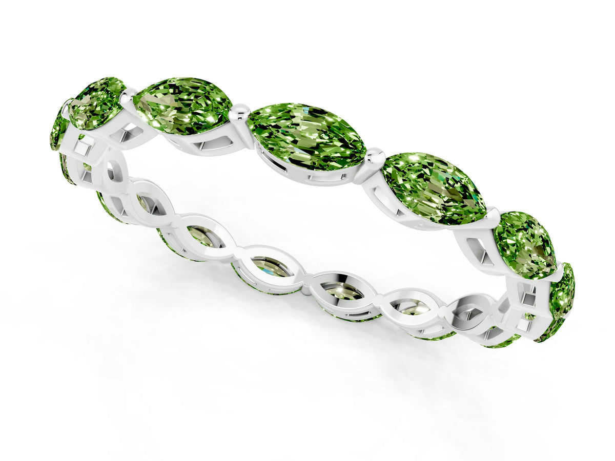 Marquise Peridot Eternity Band in White gold with U-Prong Setting_1