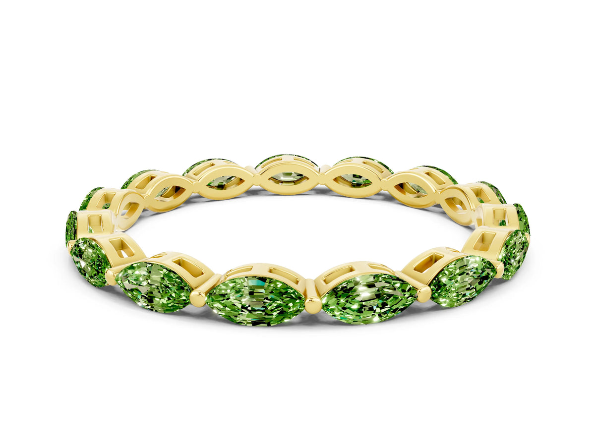 Marquise Peridot Eternity Band in Yellow gold with U-Prong Setting