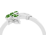 Marquise Peridot Floral Cluster Bypass Ring in Silver with Prong Setting_4