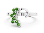 Marquise Peridot Floral Cluster Bypass Ring in White gold with Prong Setting