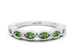 Marquise Peridot Milgrain Half Eternity Band in Platinum with Bezel Setting