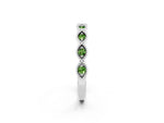 Marquise Peridot Milgrain Half Eternity Band in Platinum with Bezel Setting_2