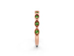 Marquise Peridot Milgrain Half Eternity Band in Rose gold with Bezel Setting_2
