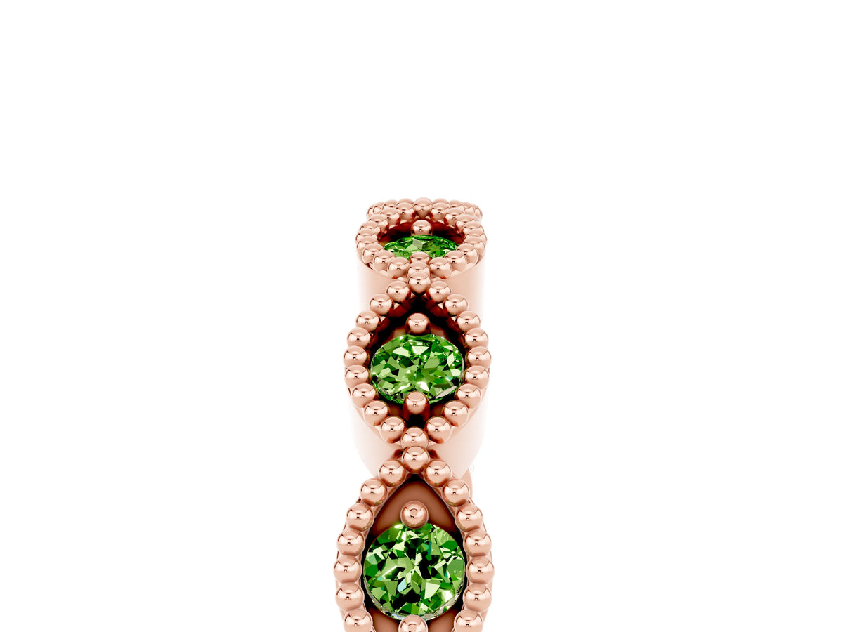 Marquise Peridot Milgrain Half Eternity Band in Rose gold with Bezel Setting_5