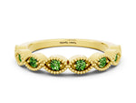 Marquise Peridot Milgrain Half Eternity Band in Yellow gold with Bezel Setting