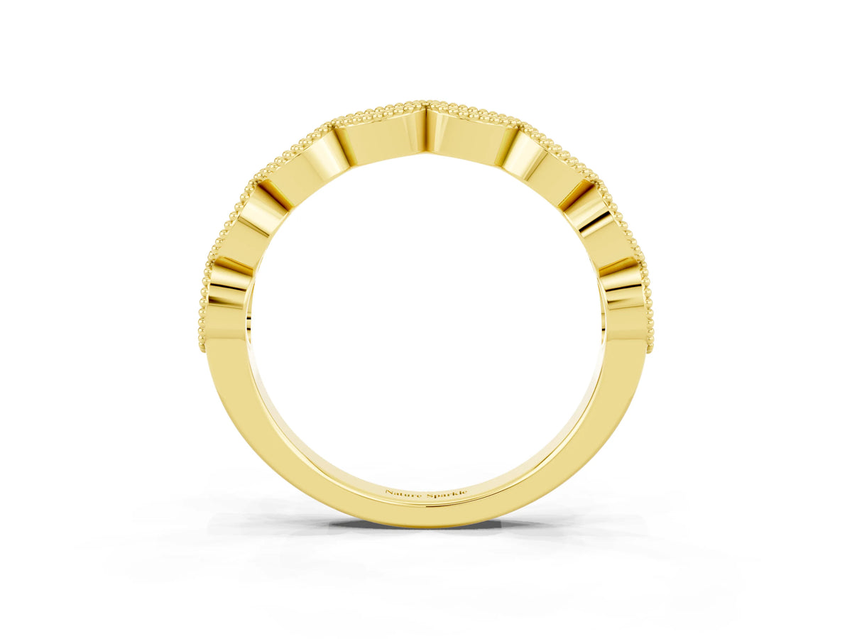 Marquise Peridot Milgrain Half Eternity Band in Yellow gold with Bezel Setting_3
