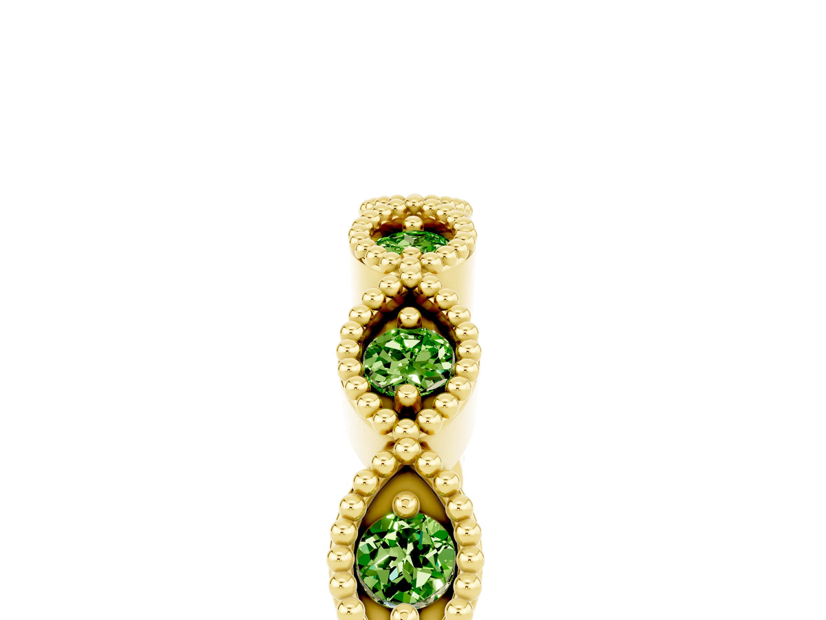 Marquise Peridot Milgrain Half Eternity Band in Yellow gold with Bezel Setting_5