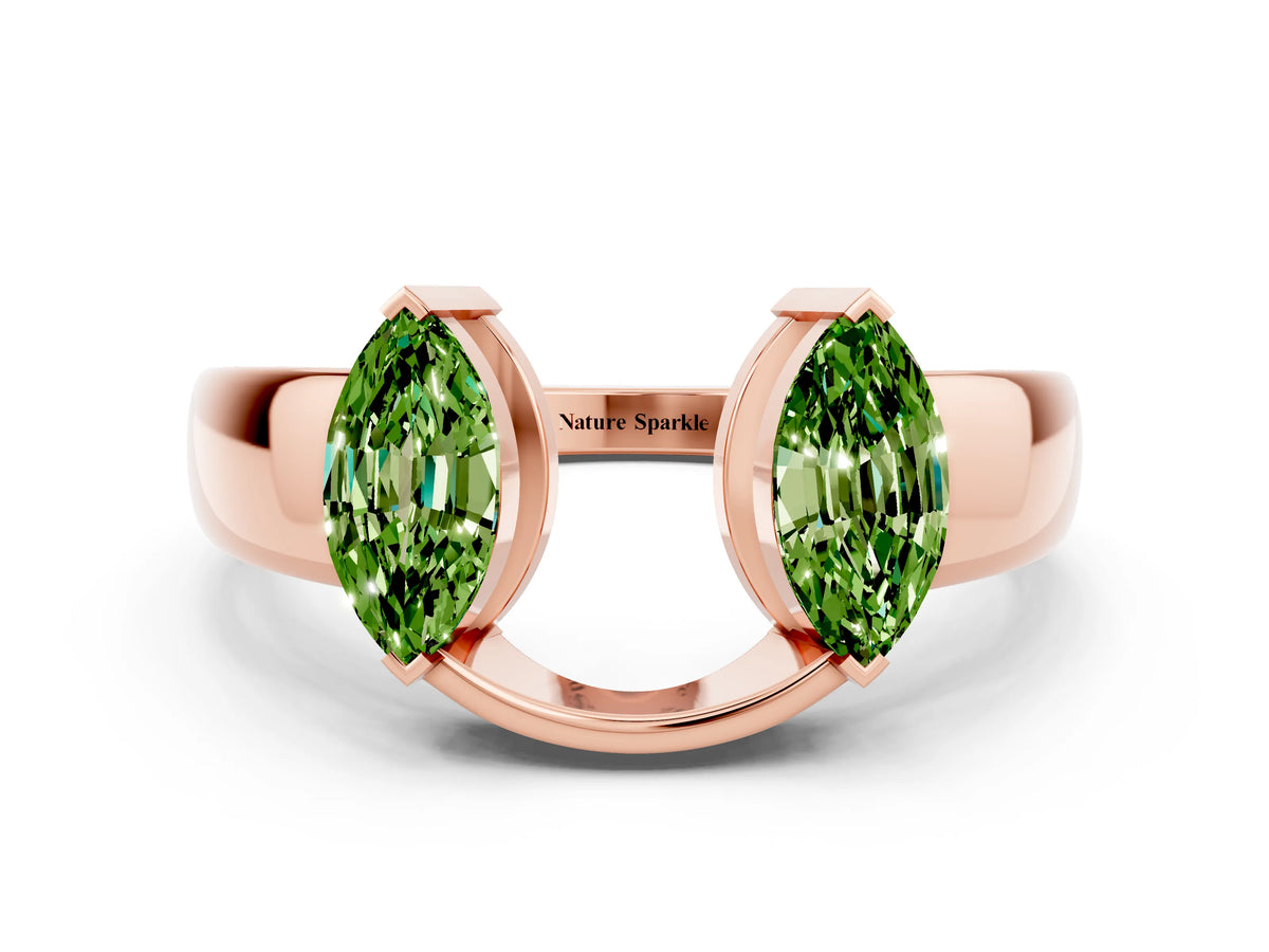 Marquise Peridot Open Band Ring in Rose gold with Tension Setting