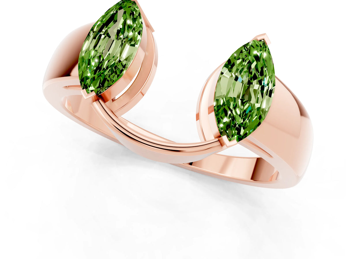 Marquise Peridot Open Band Ring in Rose gold with Tension Setting_1