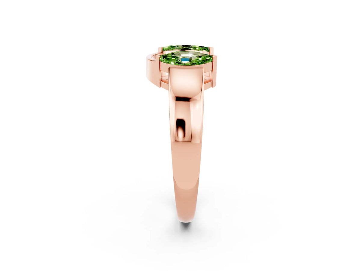 Marquise Peridot Open Band Ring in Rose gold with Tension Setting_2