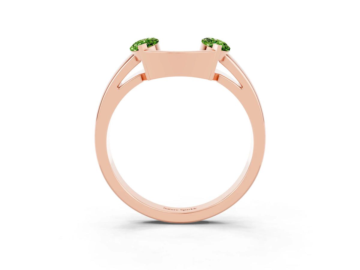 Marquise Peridot Open Band Ring in Rose gold with Tension Setting_3
