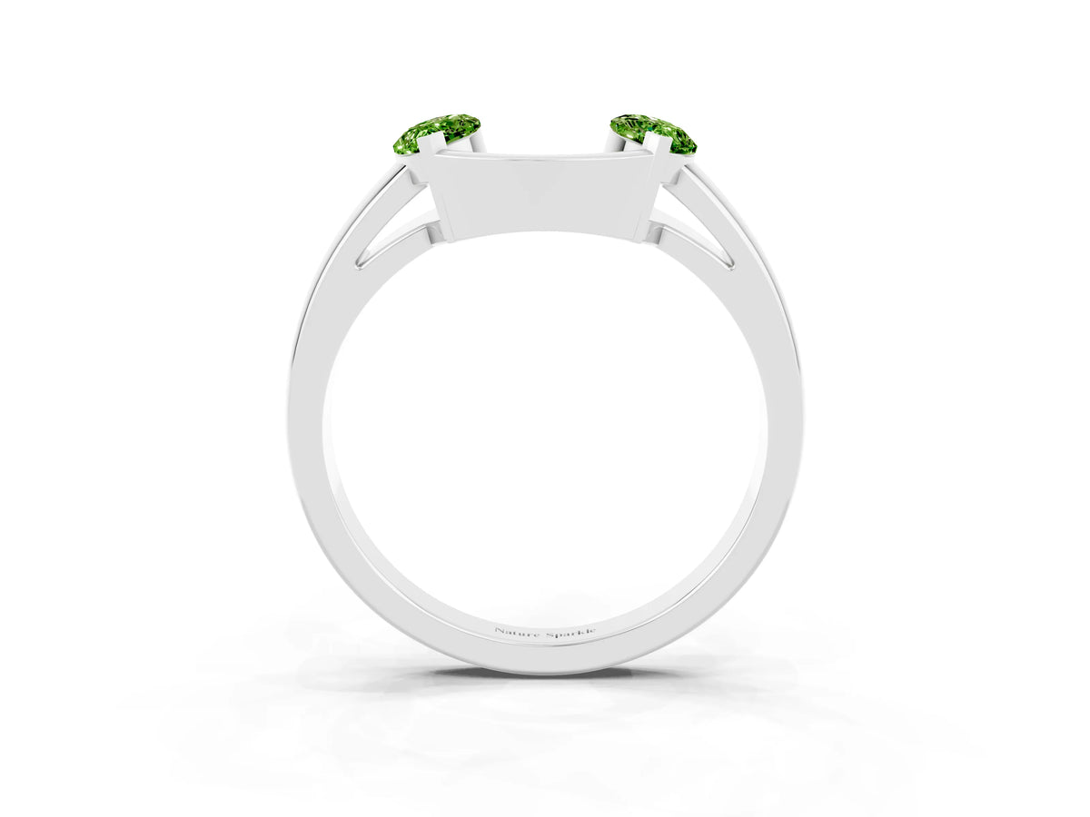 Marquise Peridot Open Band Ring in Silver with Tension Setting_3
