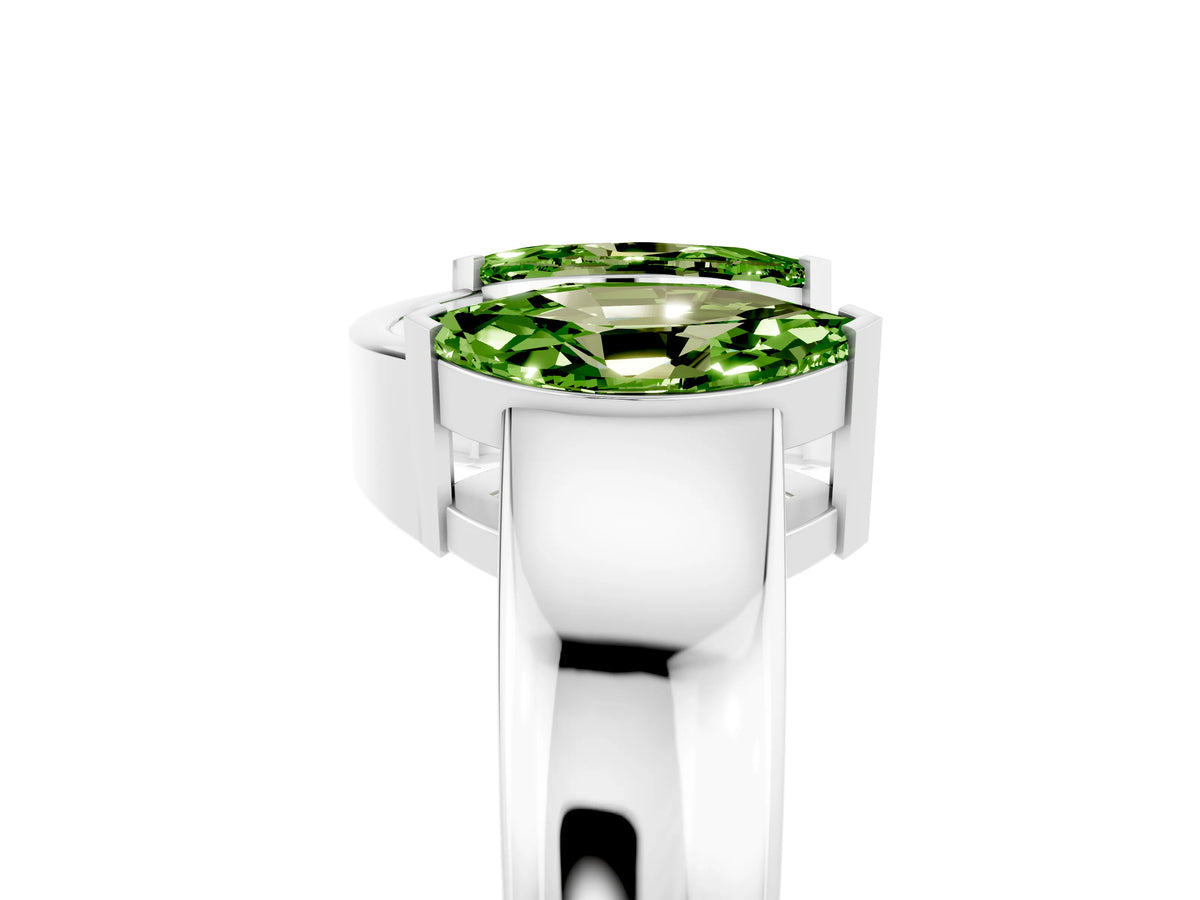 Marquise Peridot Open Band Ring in Silver with Tension Setting_5