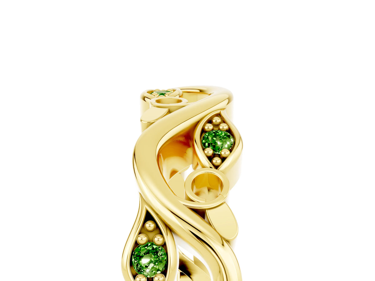 Marquise Peridot Vine Eternity Band in Yellow gold with Bezel Setting_5