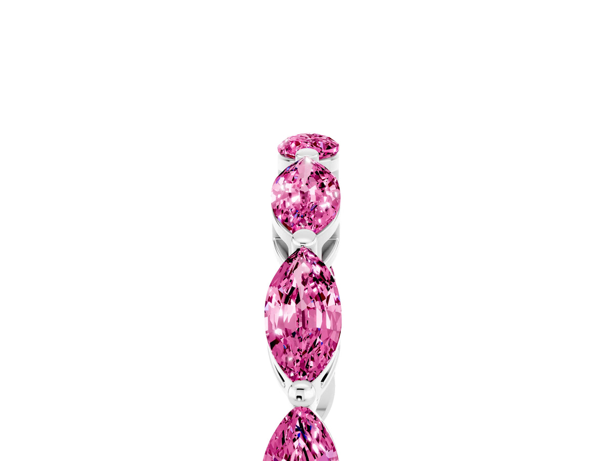 Marquise Pink Sapphire Eternity Band in Platinum with U-Prong Setting_5