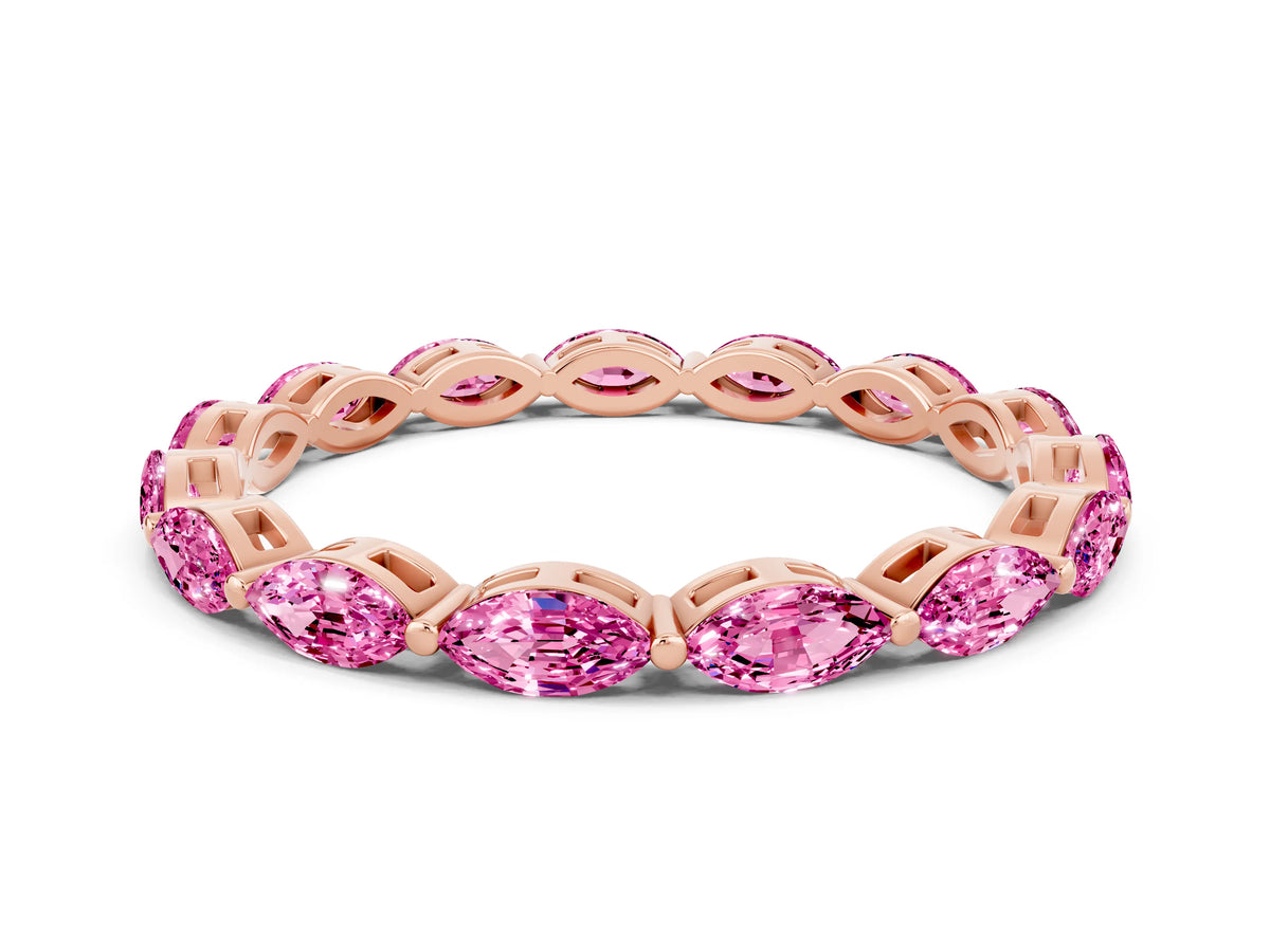 Marquise Pink Sapphire Eternity Band in Rose gold with U-Prong Setting