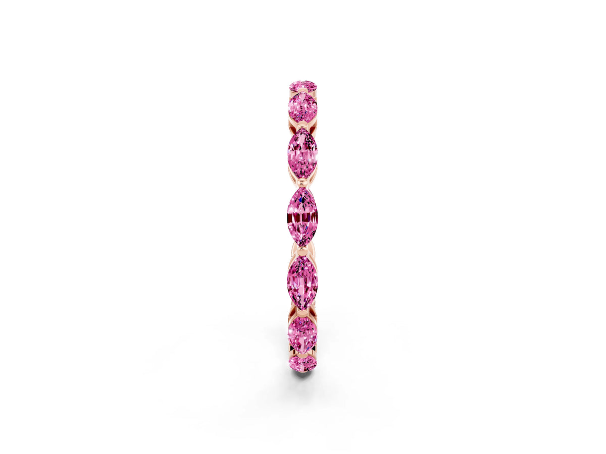 Marquise Pink Sapphire Eternity Band in Rose gold with U-Prong Setting_2