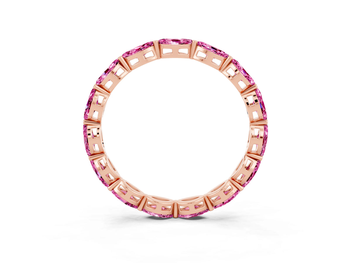 Marquise Pink Sapphire Eternity Band in Rose gold with U-Prong Setting_3