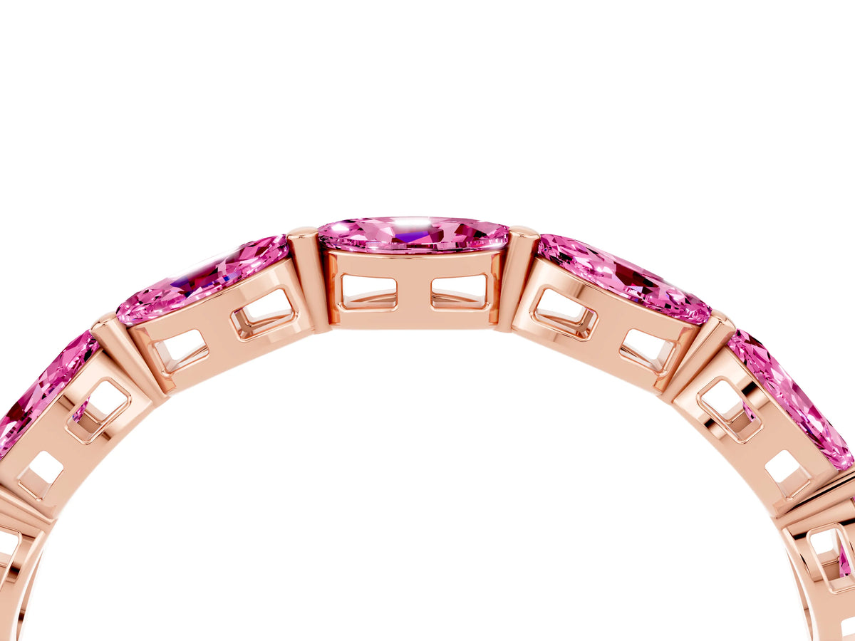 Marquise Pink Sapphire Eternity Band in Rose gold with U-Prong Setting_4