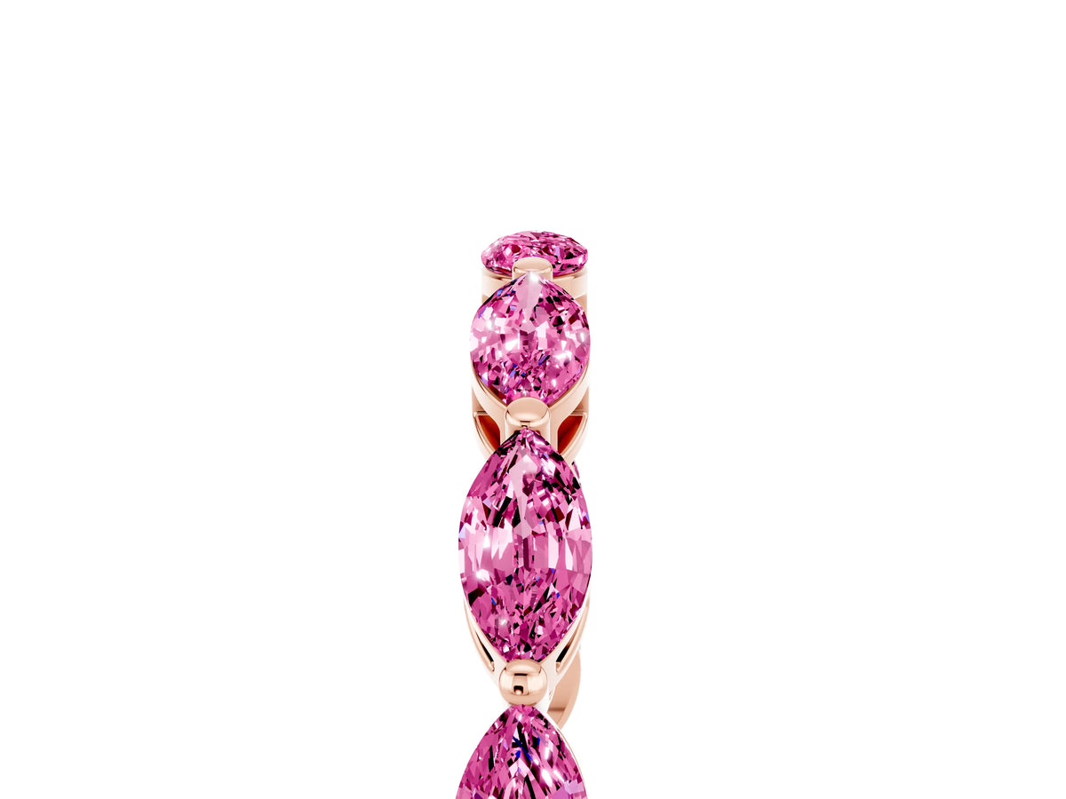 Marquise Pink Sapphire Eternity Band in Rose gold with U-Prong Setting_5