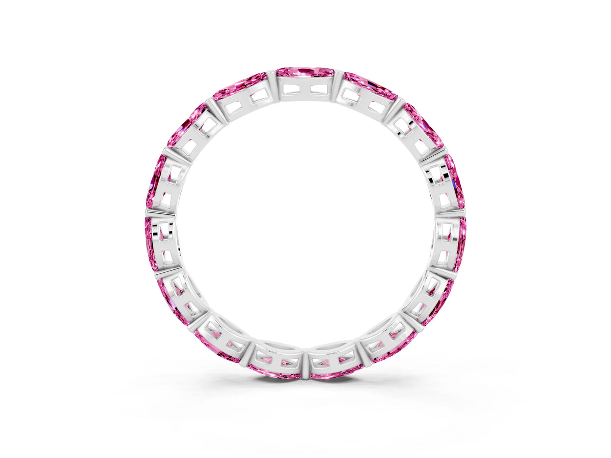 Marquise Pink Sapphire Eternity Band in Silver with U-Prong Setting_3
