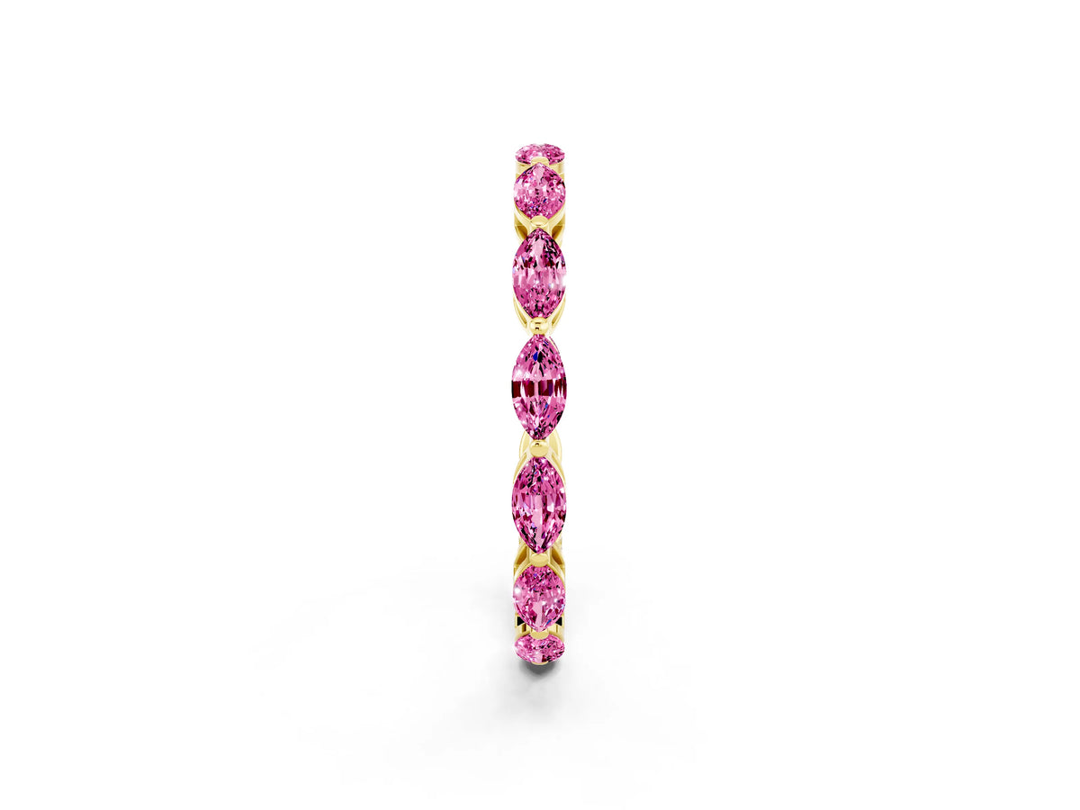 Marquise Pink Sapphire Eternity Band in Yellow gold with U-Prong Setting_2