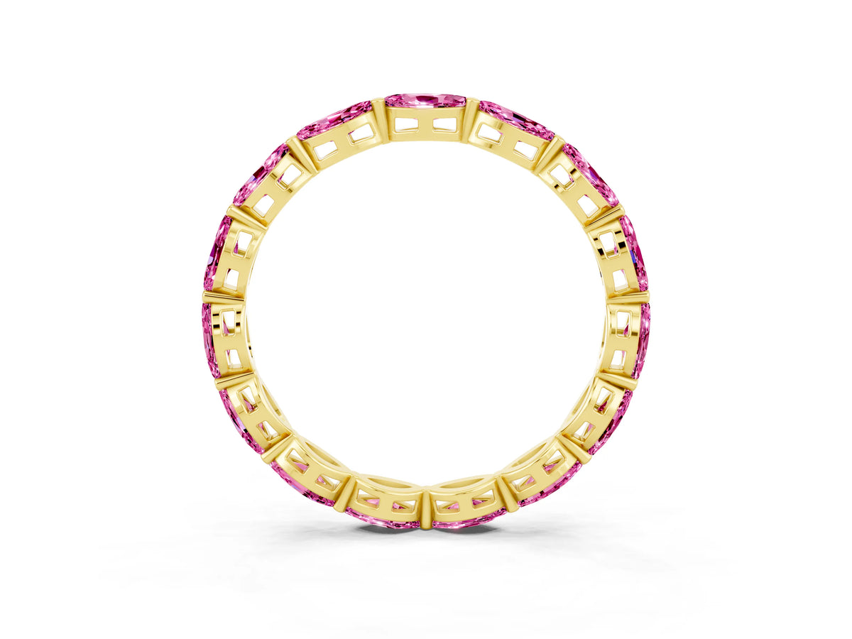 Marquise Pink Sapphire Eternity Band in Yellow gold with U-Prong Setting_3