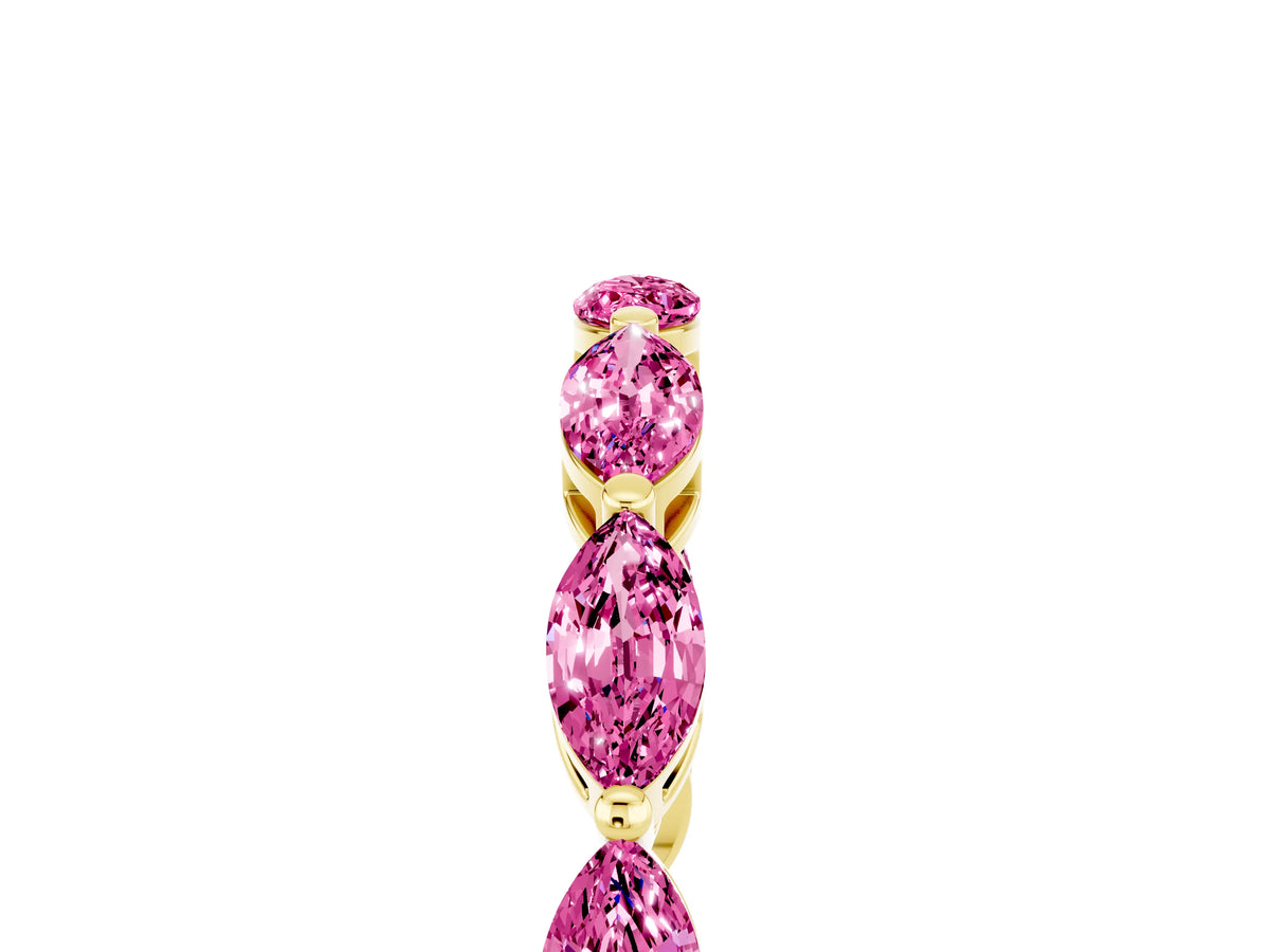 Marquise Pink Sapphire Eternity Band in Yellow gold with U-Prong Setting_5