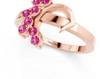 Marquise Pink Sapphire Floral Cluster Bypass Ring in Rose gold with Prong Setting_1