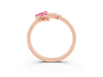 Marquise Pink Sapphire Floral Cluster Bypass Ring in Rose gold with Prong Setting_3
