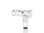 Marquise Pink Sapphire Floral Cluster Bypass Ring in Silver with Prong Setting_5