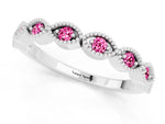 Marquise Pink Sapphire Milgrain Half Eternity Band in White gold with Bezel Setting_1