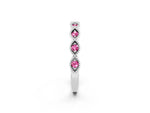 Marquise Pink Sapphire Milgrain Half Eternity Band in White gold with Bezel Setting_2