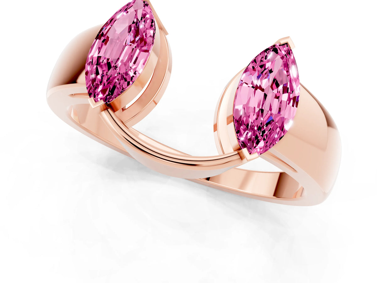 Marquise Pink Sapphire Open Band Ring in Rose gold with Tension Setting_1