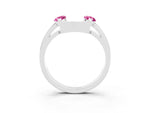 Marquise Pink Sapphire Open Band Ring in White gold with Tension Setting_15