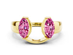 Marquise Pink Sapphire Open Band Ring in Yellow gold with Tension Setting