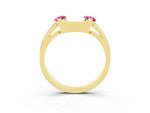 Marquise Pink Sapphire Open Band Ring in Yellow gold with Tension Setting_3