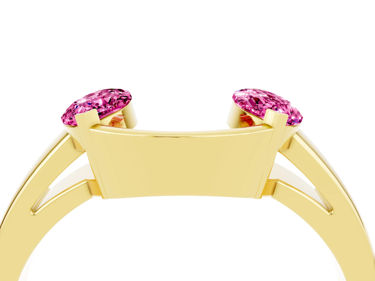 Marquise Pink Sapphire Open Band Ring in Yellow gold with Tension Setting_4