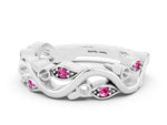 Marquise Pink Sapphire Vine Eternity Band in Platinum with Bezel Setting