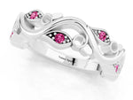 Marquise Pink Sapphire Vine Eternity Band in Platinum with Bezel Setting_1