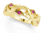 Marquise Pink Sapphire Vine Eternity Band in Yellow gold with Bezel Setting_1