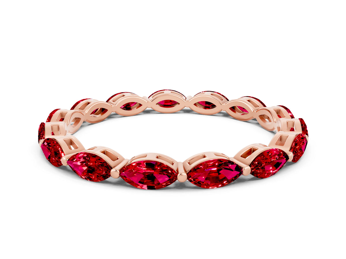 Marquise Ruby Eternity Band in Rose gold with U-Prong Setting