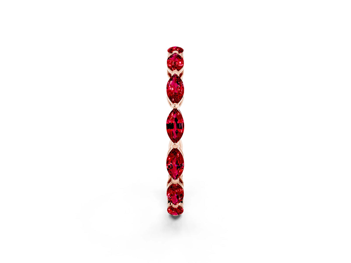 Marquise Ruby Eternity Band in Rose gold with U-Prong Setting_2