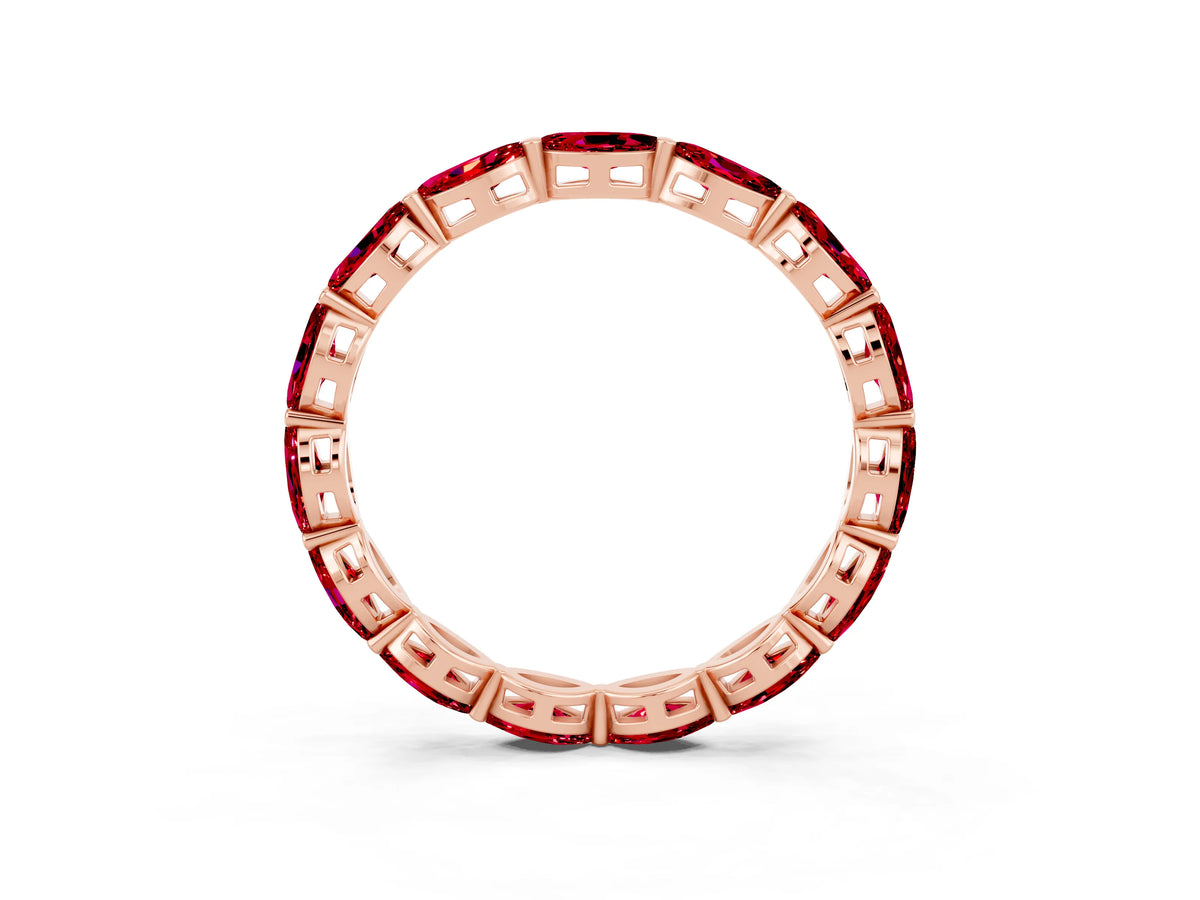 Marquise Ruby Eternity Band in Rose gold with U-Prong Setting_3