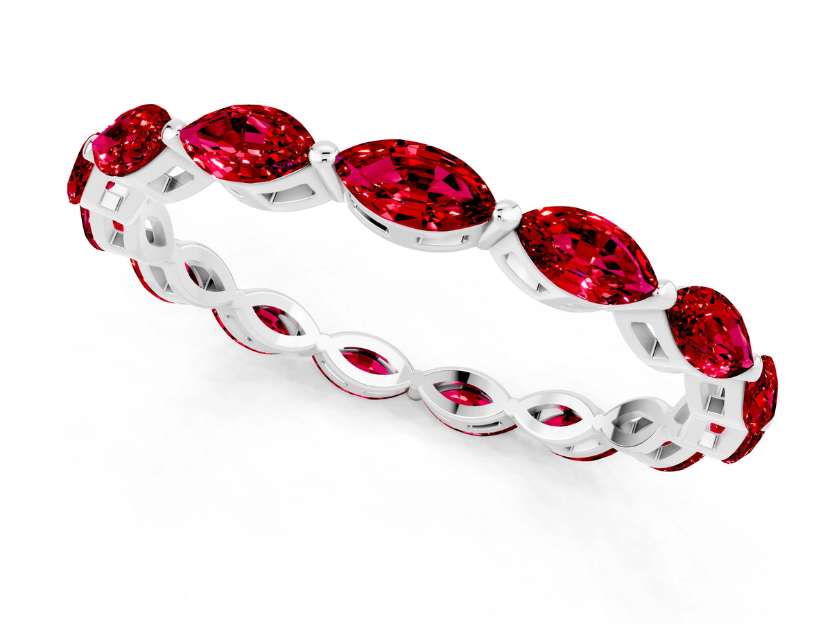 Marquise Ruby Eternity Band in Silver with U-Prong Setting_1
