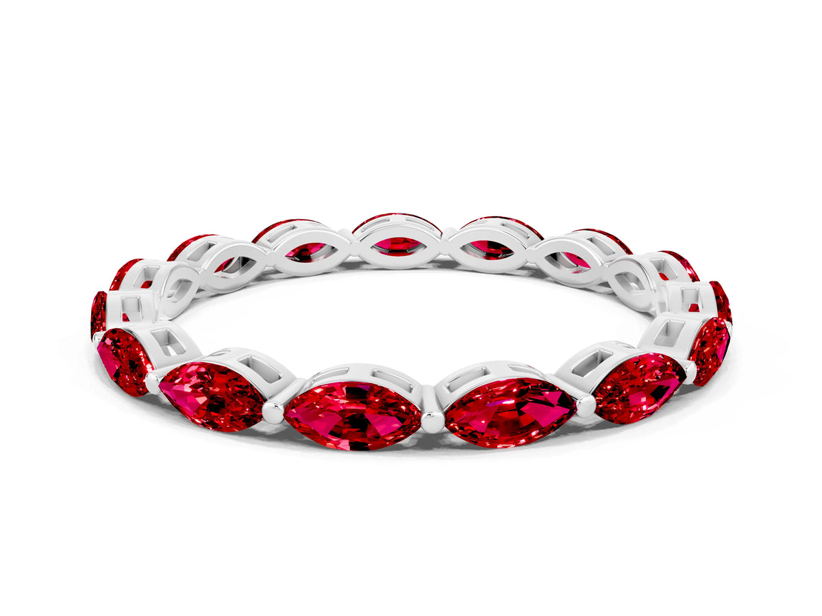 Marquise Ruby Eternity Band in White gold with U-Prong Setting