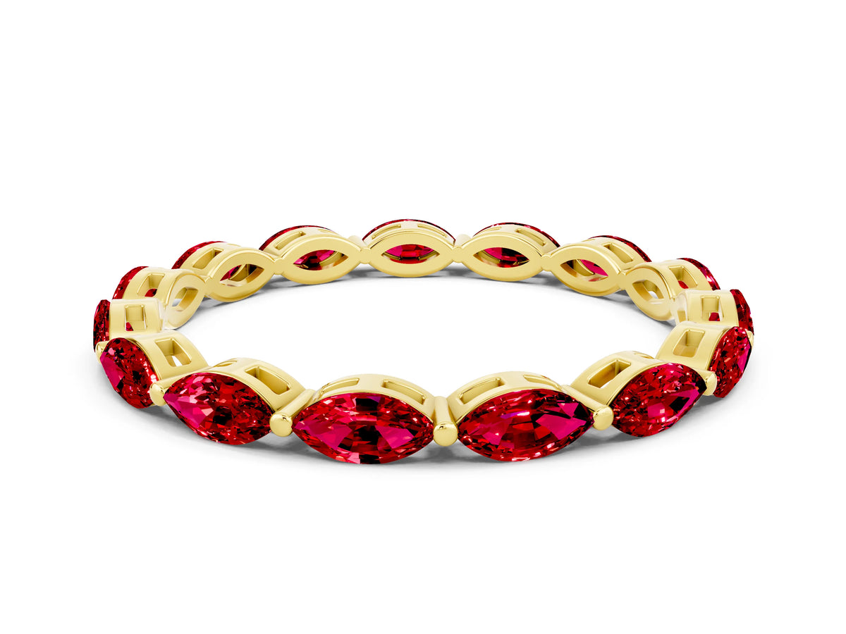 Marquise Ruby Eternity Band in Yellow gold with U-Prong Setting